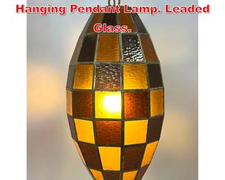 Lot 479 Mid Century Modern Hanging Pendant Lamp. Leaded Glass. 