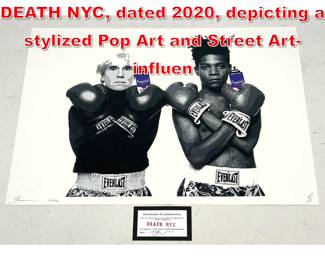Lot 393 Contemporary art print by DEATH NYC, dated 2020, depicting a stylized Pop Art and Street Artinfluen