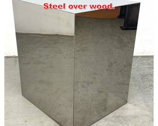 Lot 460 Steel Cube Pedestal Table. Steel over wood. 