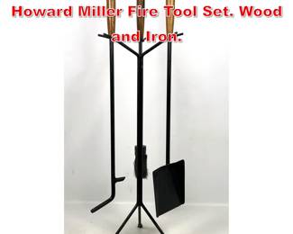 Lot 3 Vintage George Nelson Howard Miller Fire Tool Set. Wood and Iron.