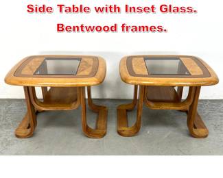 Lot 478 Pair Mid Century Modern Side Table with Inset Glass. Bentwood frames. 