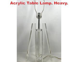 Lot 401 Mid Century Modern Lucite Acrylic Table Lamp. Heavy. 