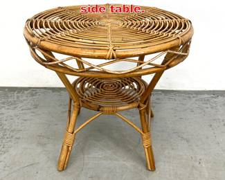 Lot 487 Round Albini style wicker side table.