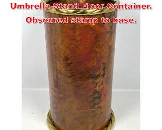 Lot 152 Italian Copper and Brass Umbrella Stand Floor Container. Obscured stamp to base. 