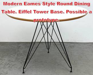 Lot 177 Vintage Mid Century Modern Eames Style Round Dining Table. Eiffel Tower Base. Possible a prototype. 