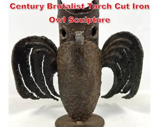 Lot 232 Artist Signed Vintage Mid Century Brutalist Torch Cut Iron Owl Sculpture