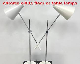 Lot 199 Pair of Modern NUEVO chrome white floor or table lamps