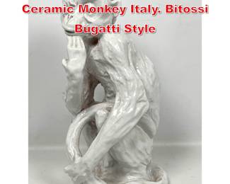 Lot 96 Vintage Italian White Glazed Ceramic Monkey Italy. Bitossi Bugatti Style