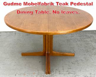 Lot 346 Vintage Danish Modern Gudme Mobelfabrik Teak Pedestal Dining Table. No leaves.