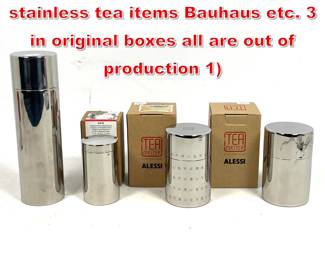 Lot 258 Group of 4 ALESSI stainless tea items Bauhaus etc. 3 in original boxes all are out of production 1 