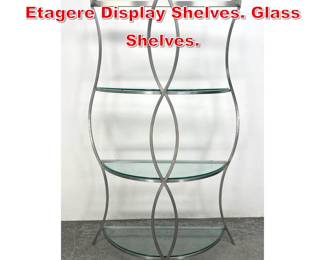 Lot 445 Decorative Stainless Etagere Display Shelves. Glass Shelves. 