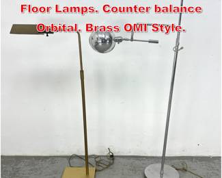 Lot 363 2pcs Mid Century Modern Floor Lamps. Counter balance Orbital. Brass OMI Style. 