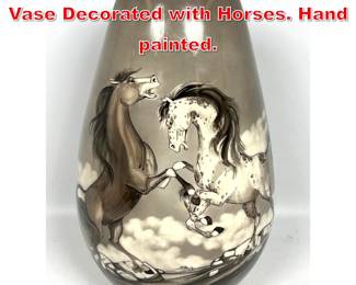 Lot 93 Walter Torino Italian Pottery Vase Decorated with Horses. Hand painted. 