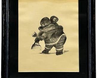 Vintage Hilda Laurie Inuit Lithograph
