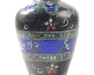 Vintage Chinese Cloisonné Inlay Floral Vase
