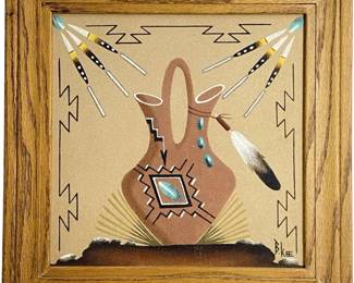 Bobby Kee Signed Native Sand Art Pottery

