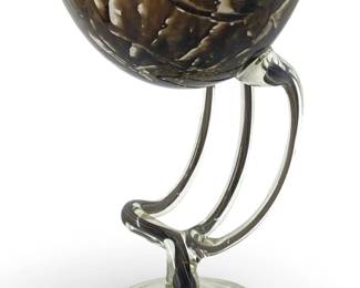 Brown Swirl Art Glass Compote
