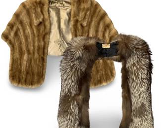 2pc Brown Mink Fur Stoles
