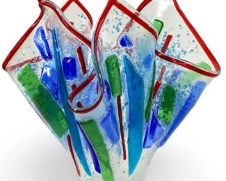 Abstract Murano Style Art Glass Vase
