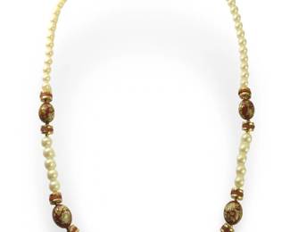Awesome Vintage Faux Pearl Station Necklace
