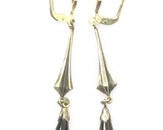 Pair Beautiful Sterling Silver Onyx Earrings

