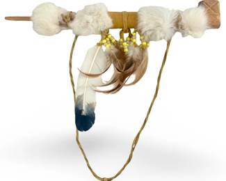 Native American Wood & Leather Faux Pipe
