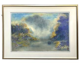Vintage Impressionist Asian Lithograph
