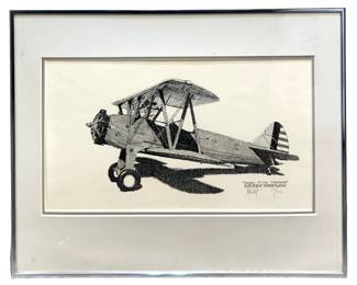Signed Joe Milich “Boeing PT-13A Stearman" Litho
