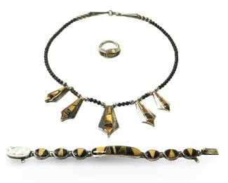 (3pc) Calvin Begay Sterling Tiger’s Eye Onyx
