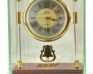 2006 Glass & Brass BNSF Selco Geneve Desk Clock
