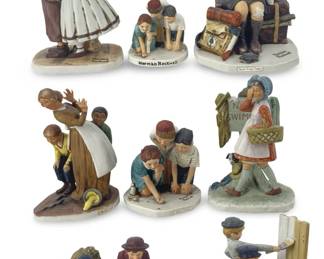 9pc Norman Rockwell Porcelain Childhood Figures
