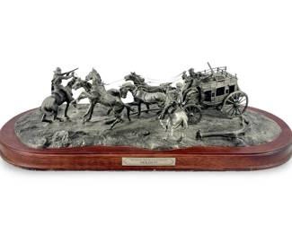 Franklin Mint Holdup Pewter Stagecoach Sculpture
