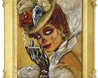 Signed Rotten Russ “Smoking Victorian" Mixed media

