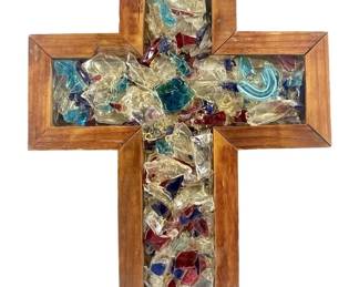 Multicolor Sea Glass Cross Decor
