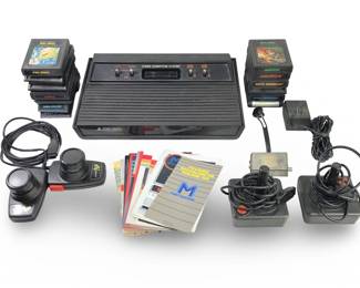 1980s Atari 2600 Video Game Console With Games
