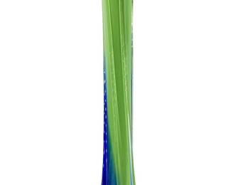 Green & Blue Ruffled Art Glass Vase
