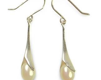 Pair Sterling Silver Freshwater Pearl Tulip
