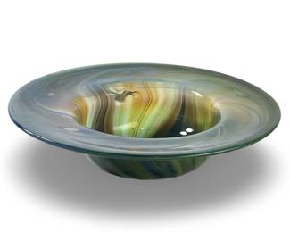 Unique Hand Blown Swirl Art Glass Bowl
