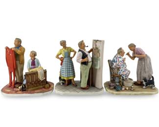 3pc Norman Rockwell Porcelain Elderly Couples
