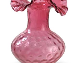 Fenton Ruby Raspberry Ruffled Glass Base
