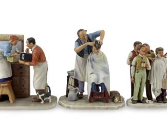 Norman Rockwell Porcelain Barbershop Sculptures
