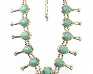 Native American Silver Faux Turquoise Squash
