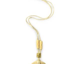 Hand Carved Etched Bone Pendant Necklace
