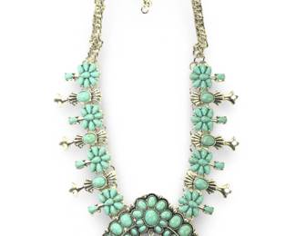 Native American Silver Faux Turquoise Squash
