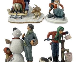 Norman Rockwell Porcelain Winter Sport Sculptures
