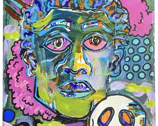 Stonikas Skull And Person Acrylic On Canvas

