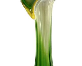 Green, Yellow, and White Art Glass Vase
