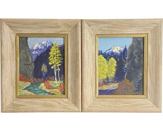 Pair of Signed N. Downer Oil on board

