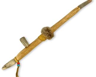 Native American Wood and Bone Eagle Pipe
