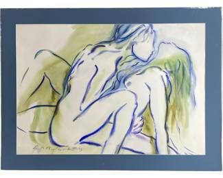 Erotic Artist Signed Watercolor Framed
